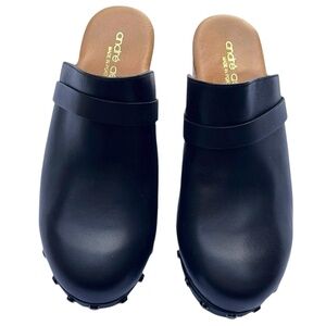 Andre Assous Black Leather Mule Clogs